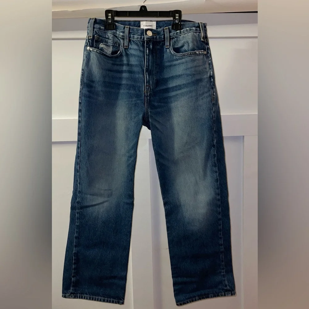 FRAME // Le Jane Crop women’s Straight Leg Blue Denim Jeans - Picture 2 of 16